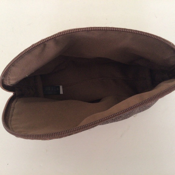 STILA BROWN GLITTER DOME MAKEUP COSMETIC BAG NWT - Picture 9 of 12